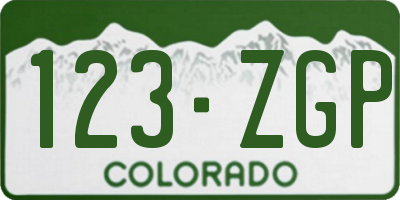 CO license plate 123ZGP