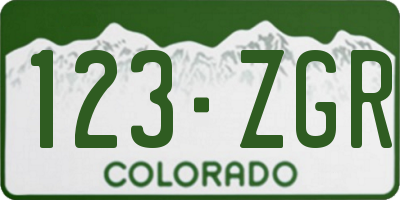 CO license plate 123ZGR