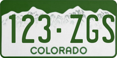 CO license plate 123ZGS