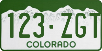 CO license plate 123ZGT