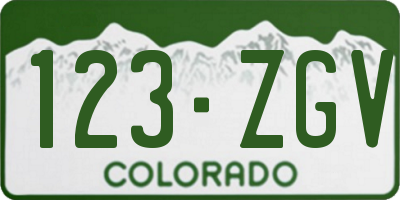 CO license plate 123ZGV