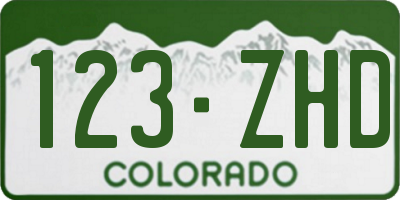 CO license plate 123ZHD