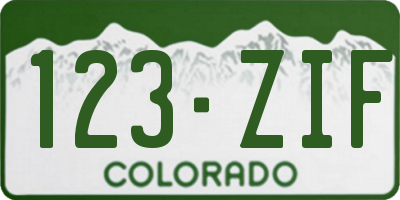 CO license plate 123ZIF