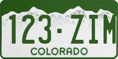 CO license plate 123ZIM