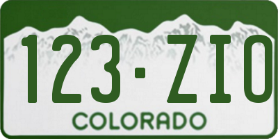 CO license plate 123ZIO