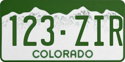 CO license plate 123ZIR