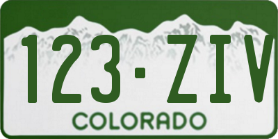 CO license plate 123ZIV
