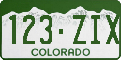 CO license plate 123ZIX