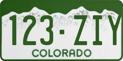 CO license plate 123ZIY