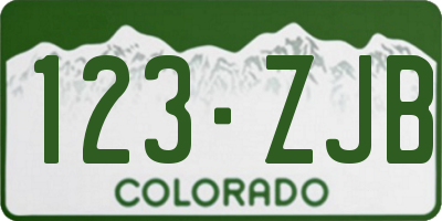 CO license plate 123ZJB