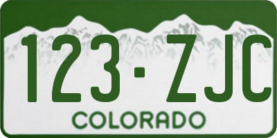 CO license plate 123ZJC