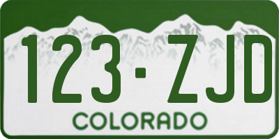 CO license plate 123ZJD