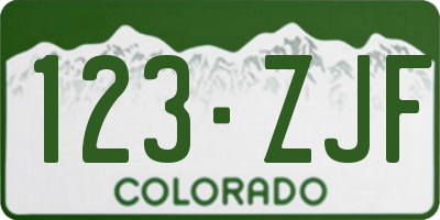 CO license plate 123ZJF