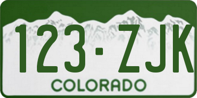 CO license plate 123ZJK