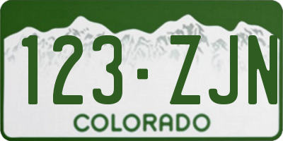 CO license plate 123ZJN
