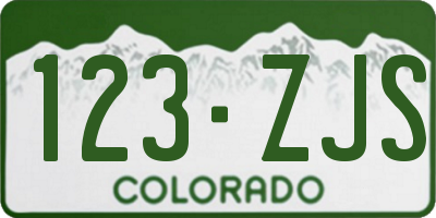 CO license plate 123ZJS