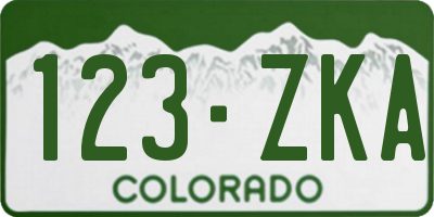 CO license plate 123ZKA