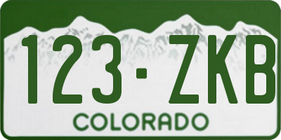 CO license plate 123ZKB