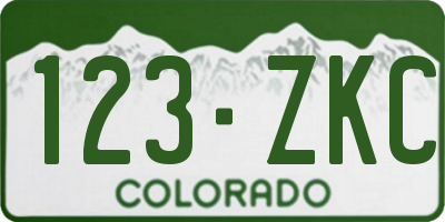 CO license plate 123ZKC