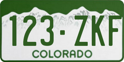 CO license plate 123ZKF