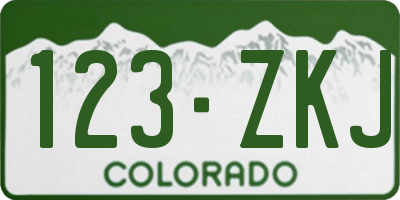 CO license plate 123ZKJ