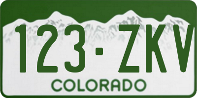 CO license plate 123ZKV
