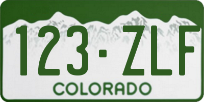 CO license plate 123ZLF