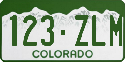 CO license plate 123ZLM