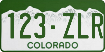 CO license plate 123ZLR