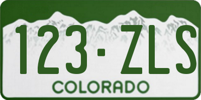CO license plate 123ZLS