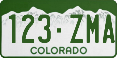 CO license plate 123ZMA
