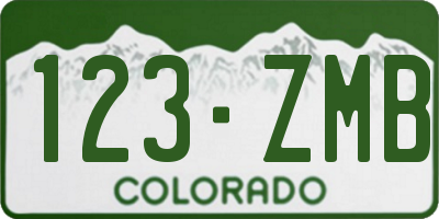 CO license plate 123ZMB