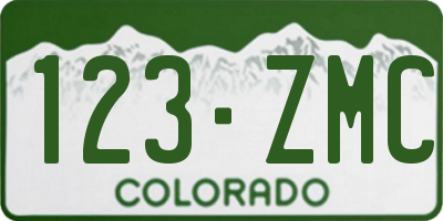 CO license plate 123ZMC