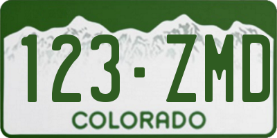 CO license plate 123ZMD
