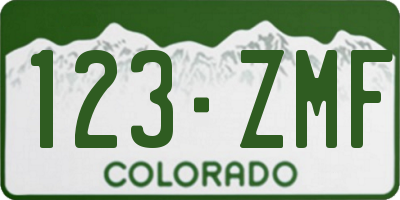CO license plate 123ZMF