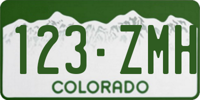 CO license plate 123ZMH