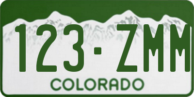 CO license plate 123ZMM