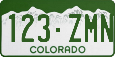 CO license plate 123ZMN