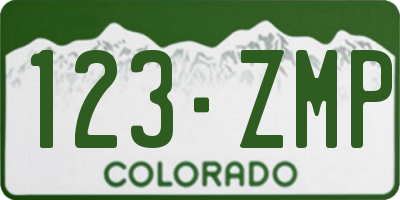 CO license plate 123ZMP