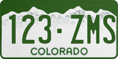 CO license plate 123ZMS
