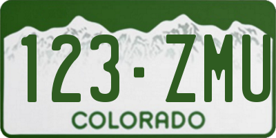 CO license plate 123ZMU