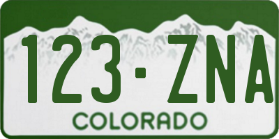 CO license plate 123ZNA