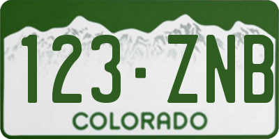 CO license plate 123ZNB