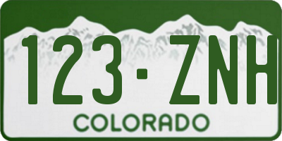 CO license plate 123ZNH