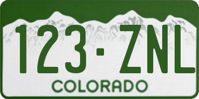 CO license plate 123ZNL