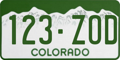 CO license plate 123ZOD