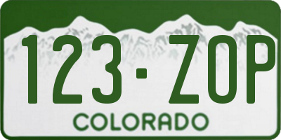 CO license plate 123ZOP