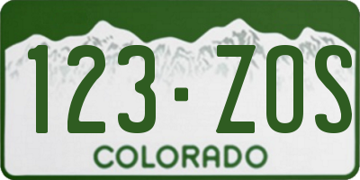 CO license plate 123ZOS