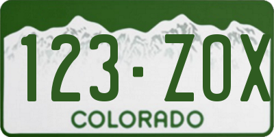 CO license plate 123ZOX