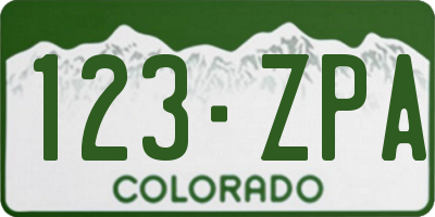 CO license plate 123ZPA